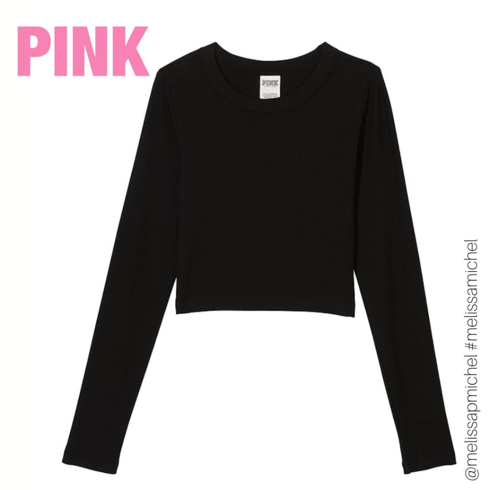 PINK VS Rib Long-Sleeve Crop Top - Picture 4 of 6